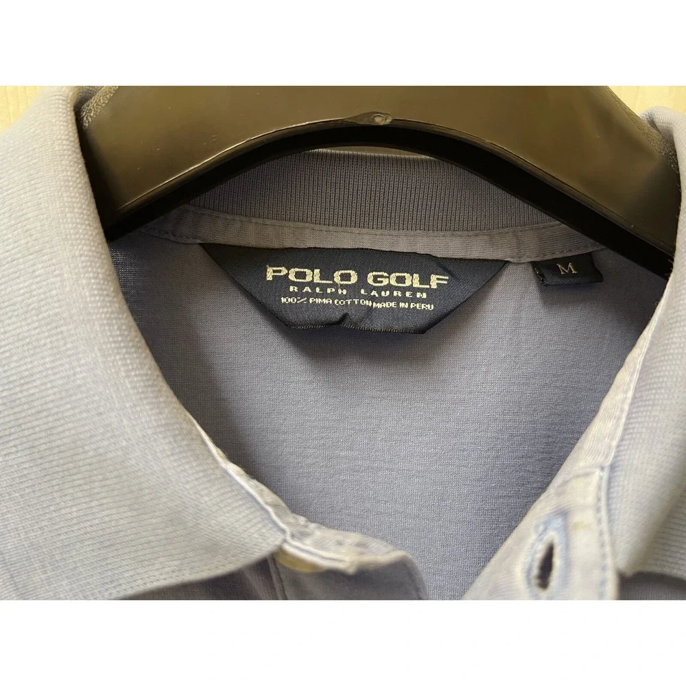 Polo Golf Ralph Lauren Mens Medium Blue‎ Pima Cotton Congressional Golf Polo